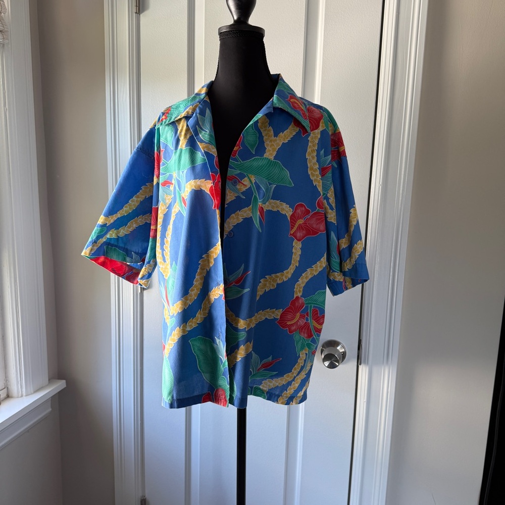 Vintage Blue Floral Men's Hawaiian Shirt